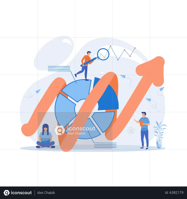 Pessoas registrando dados analíticos  Ilustração