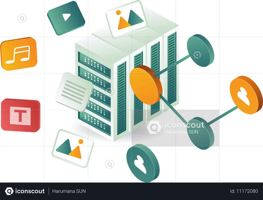 Dados do servidor de mídia digital  Ilustração