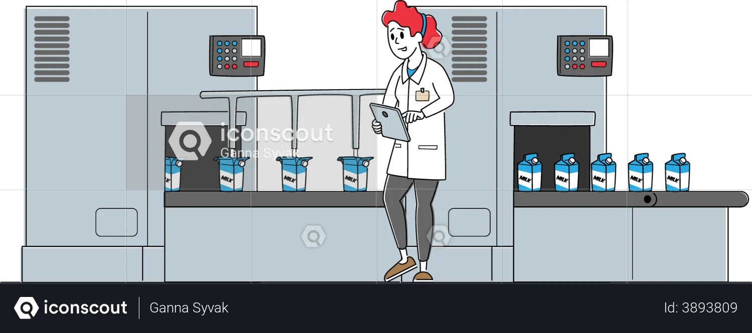 Dairy Production Quality Control on Plant  Illustration