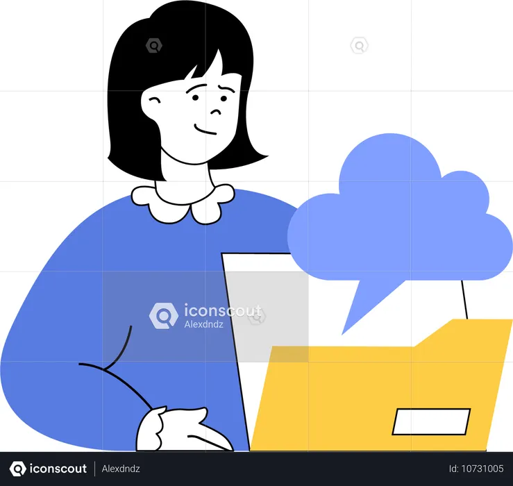 Señora mostrando carpeta en la nube  Ilustración