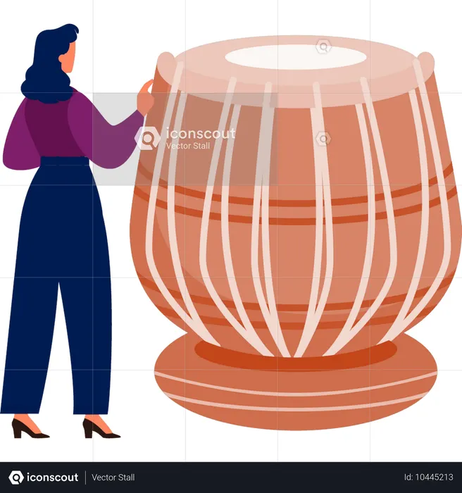 Señora tocando el tambor de conga  Ilustración