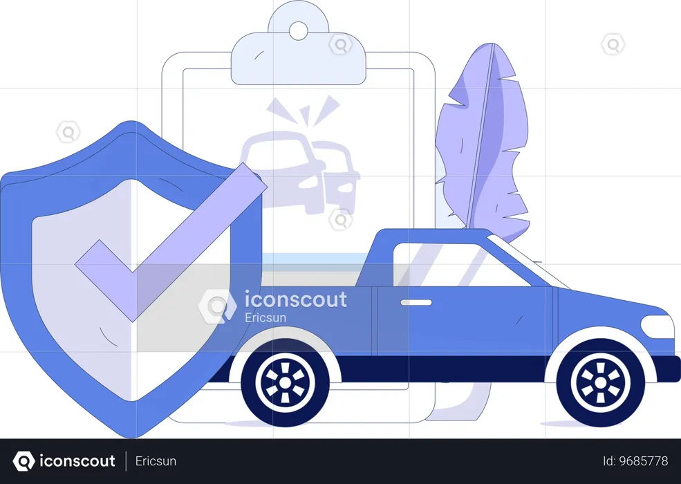 Damaged car in insurance  Illustration