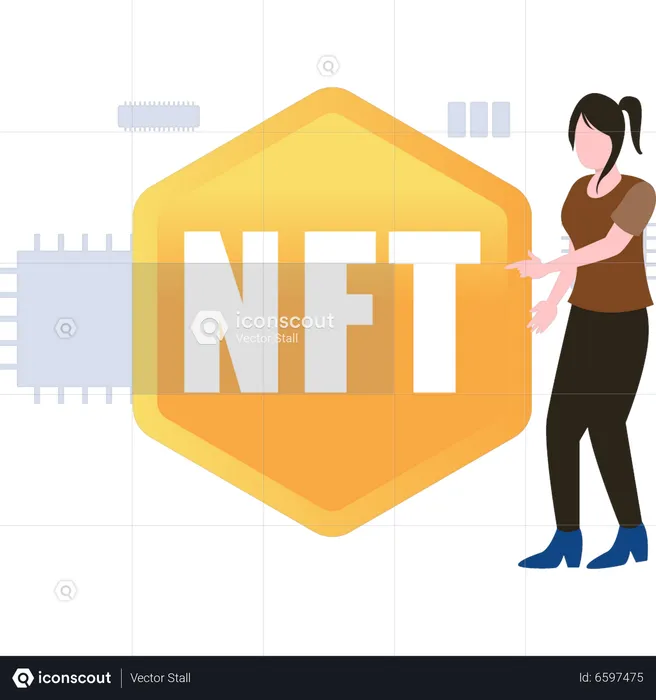 Dame arbeitet an NFT  Illustration