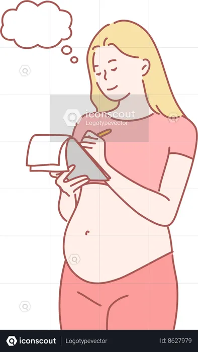 La dame enceinte écrit des notes  Illustration