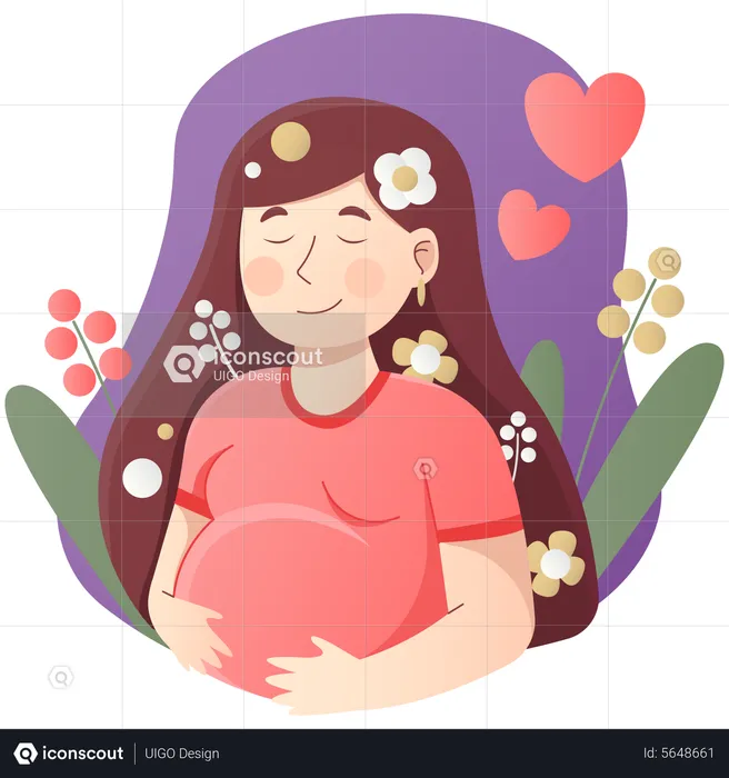 Une femme enceinte sent son enfant  Illustration