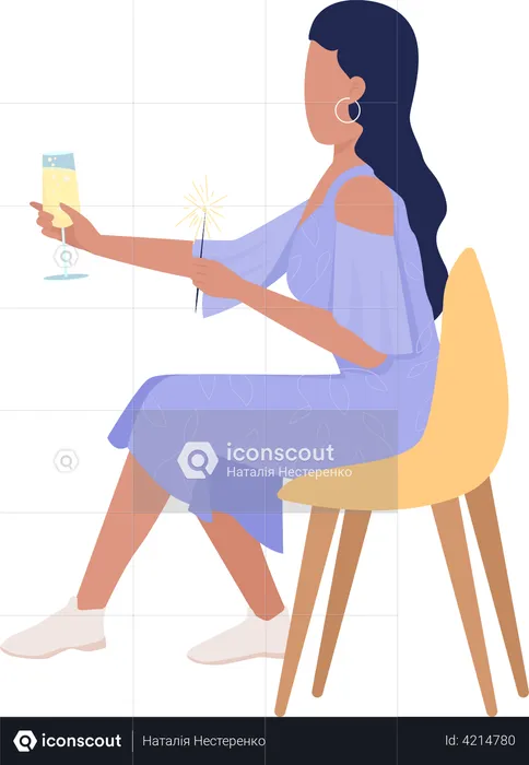 Dame heureuse avec un sparkler  Illustration