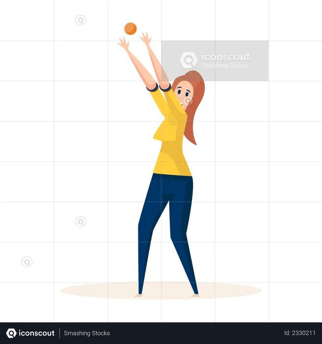 Dame qui joue au ballon  Illustration