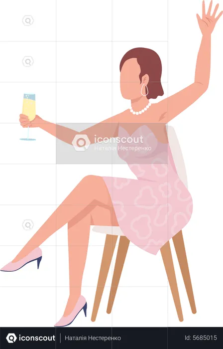 Dame tenant un verre de vin  Illustration