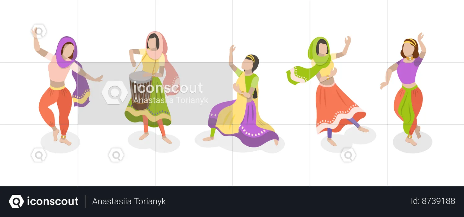 Dançarinos indianos tradicionais  Ilustração
