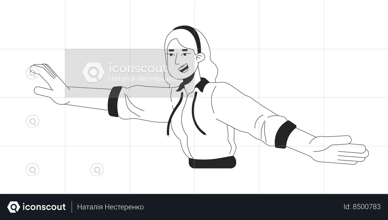 Dance move with arms caucasian woman  Illustration