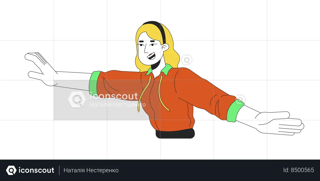 Dance move with arms caucasian woman  Illustration