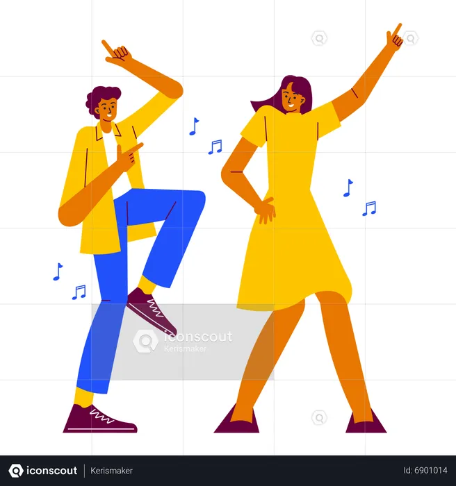 Dance party with friends  Illustration