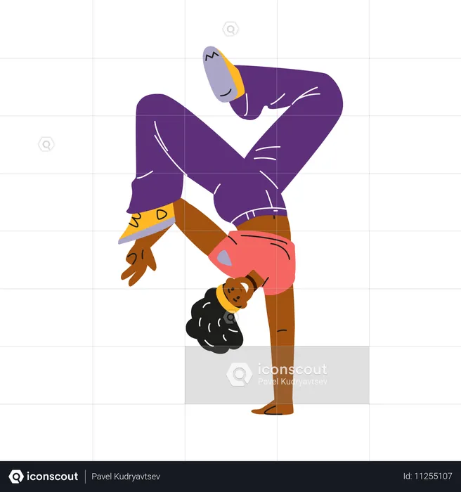 Dancer performing dynamic breakdancing moves  Illustration