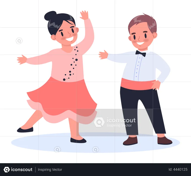 Dancing children in dress  Illustration