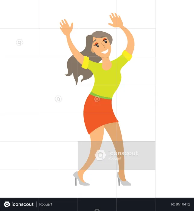 Dancing Lady Shaking Body on Music  Illustration
