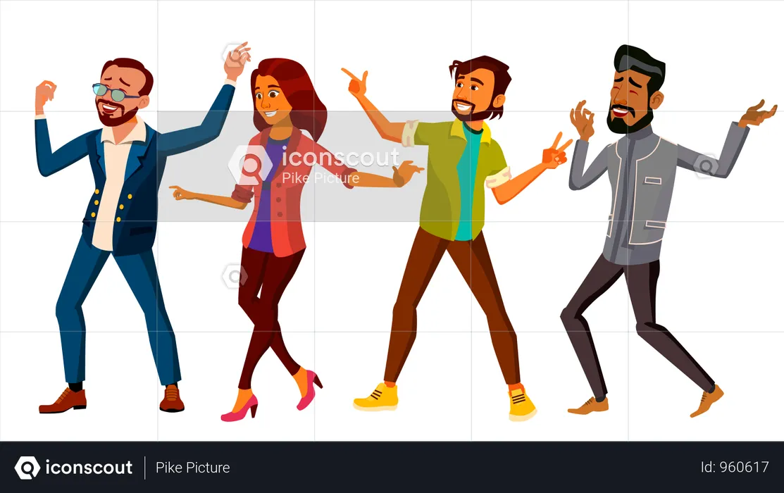 Dancing People Set Vector  Illustration