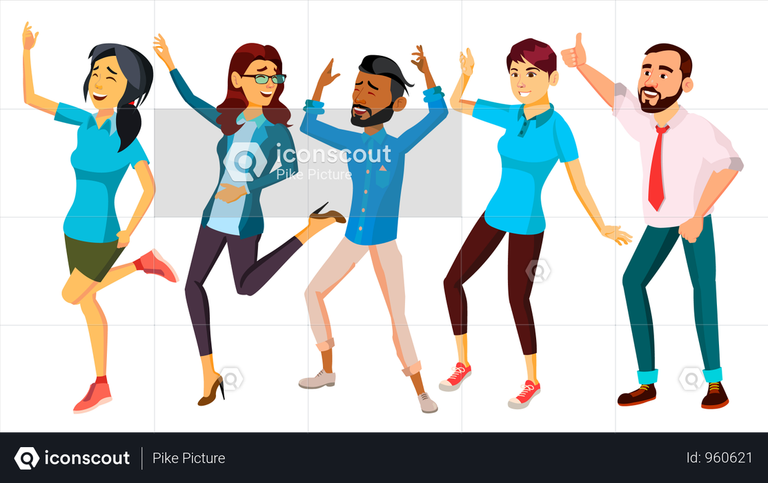 Dancing People Set Vector. Adult Persons In Action. Character Design Illustration