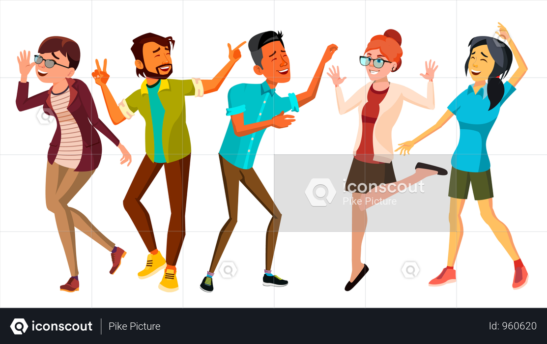 Dancing People Smiling And Have Fun Illustration