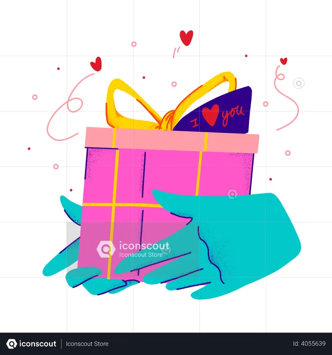 Dando regalo de san valentin  Ilustración