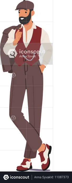 Dandy man standing in pose  Illustration