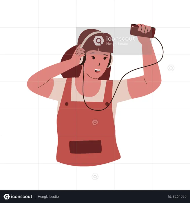 Femme dansante avec casque  Illustration