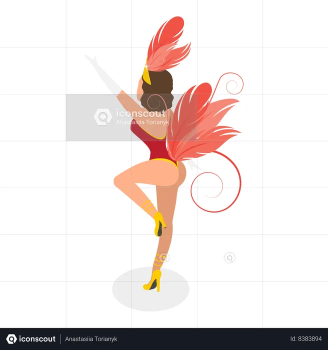 Danseuse de samba brésilienne dansant au carnaval  Illustration