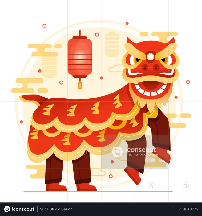 Danza del dragón chino  Ilustración