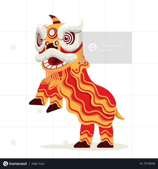 Espectáculo de danza tradicional china del león  Ilustración