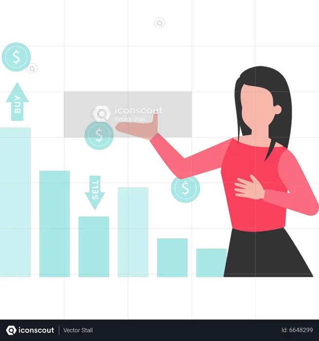 Das Mädchen zeigt das Dollardiagramm  Illustration