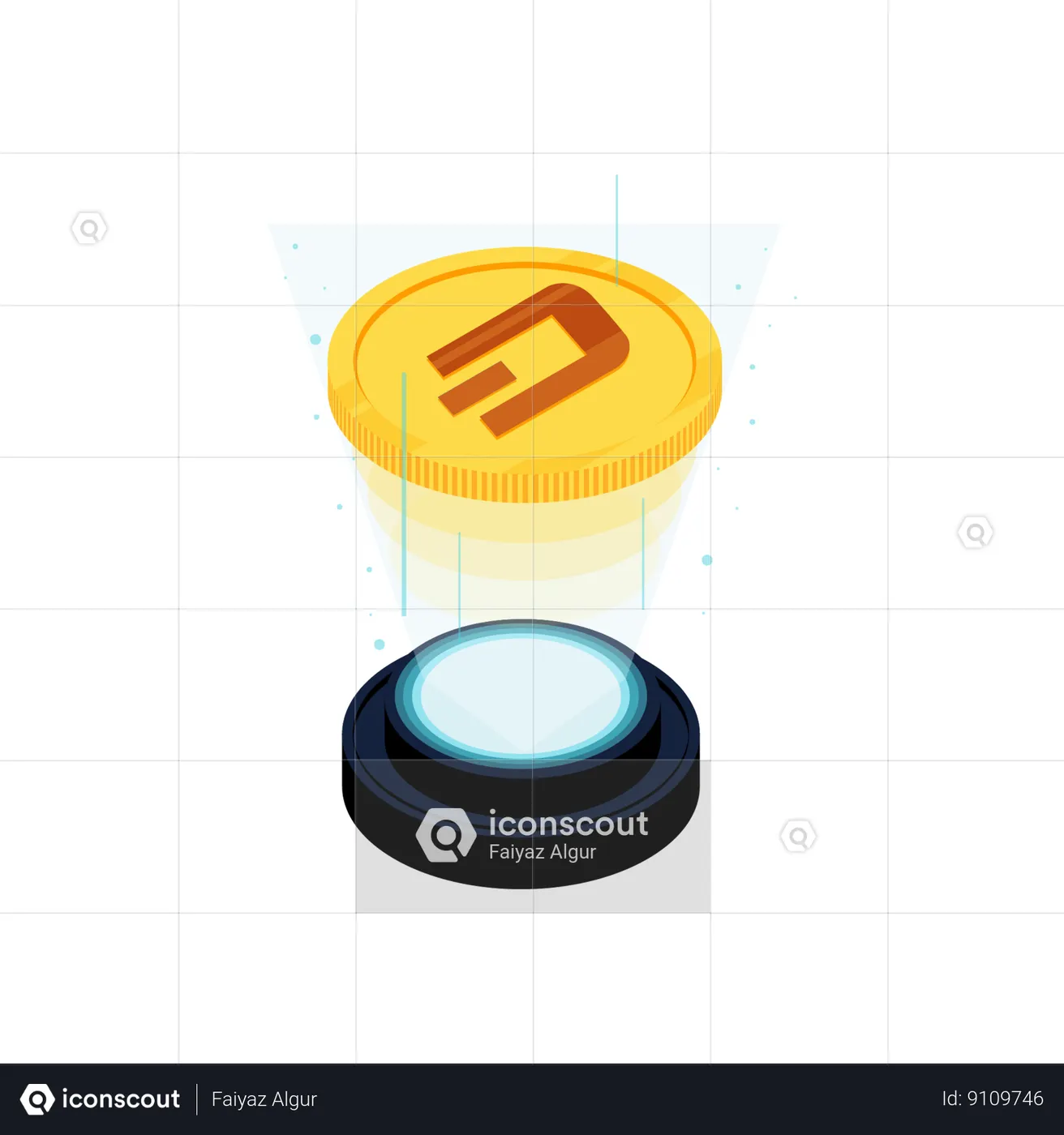 Dash Coin Hologram Illustration Free Download Science & Technology
