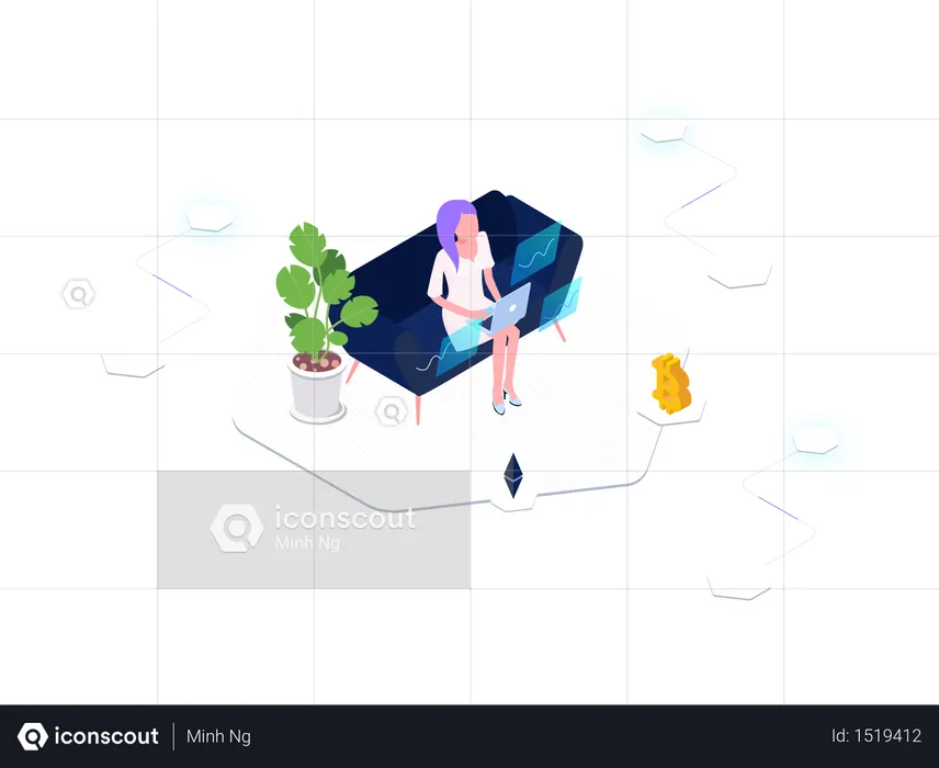 Data Analysis Blockchain Platform  Illustration