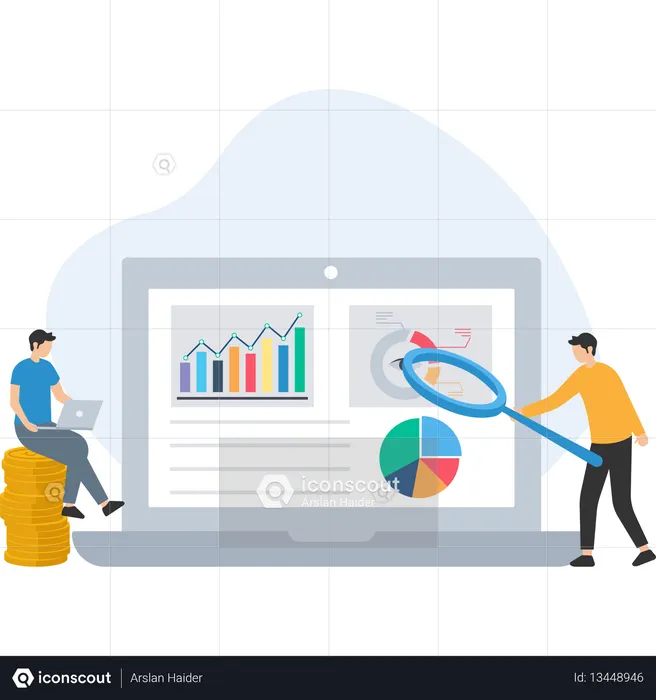 Data Analysis Business Analytics with teamwork collaboration on financial report  Illustration