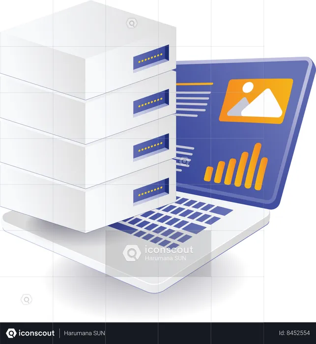 Data analysis database server hosting  Illustration