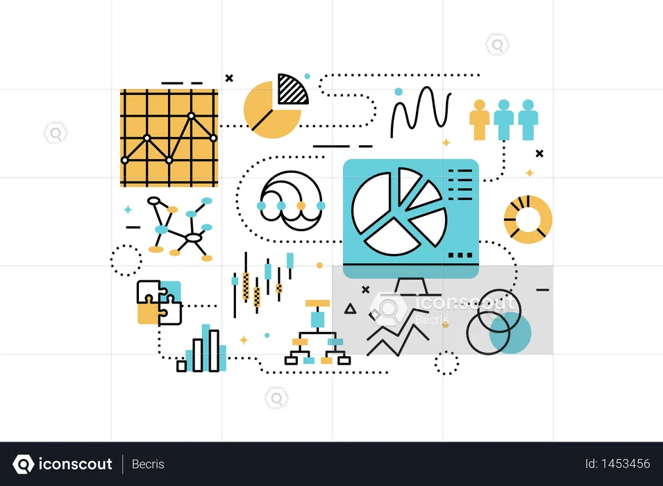 Data analysis line icons illustration  Illustration