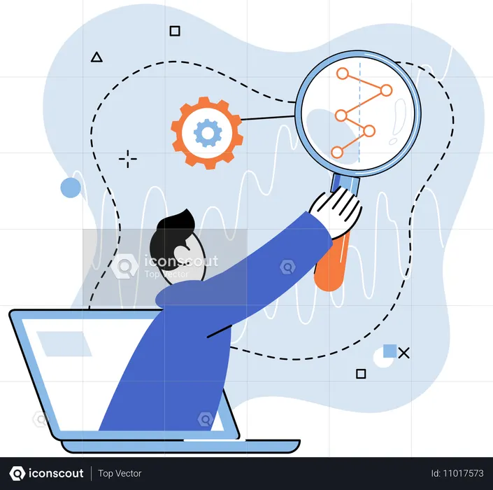 データ分析のメタファーは、データ主導の洞察力による変革力を強調します  イラスト