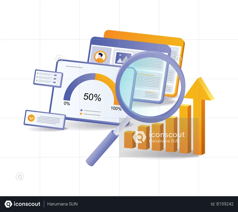 Data analysis of the speed of business development  Illustration