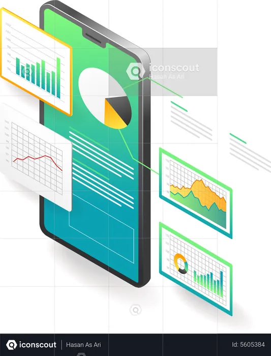 Data analysis on smartphone  Illustration