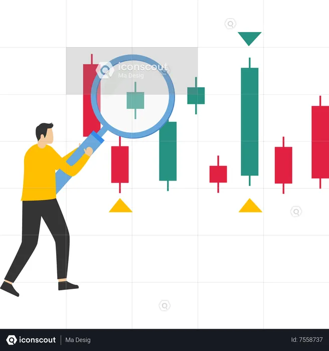 Data analyst doing analysis of stock market data  Illustration