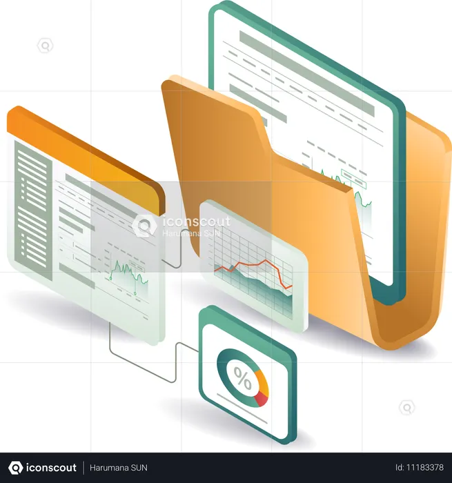 Data analyst folder and business data  Illustration