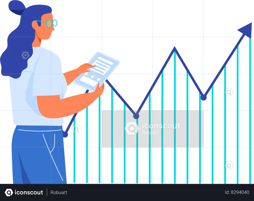 Data analyst showing analysis research statistics  Illustration