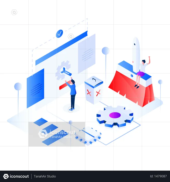 Data Cleansing Isometric  Illustration