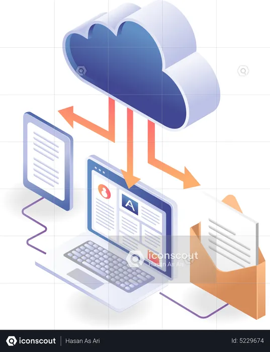 Data cloud server computer network email  Illustration