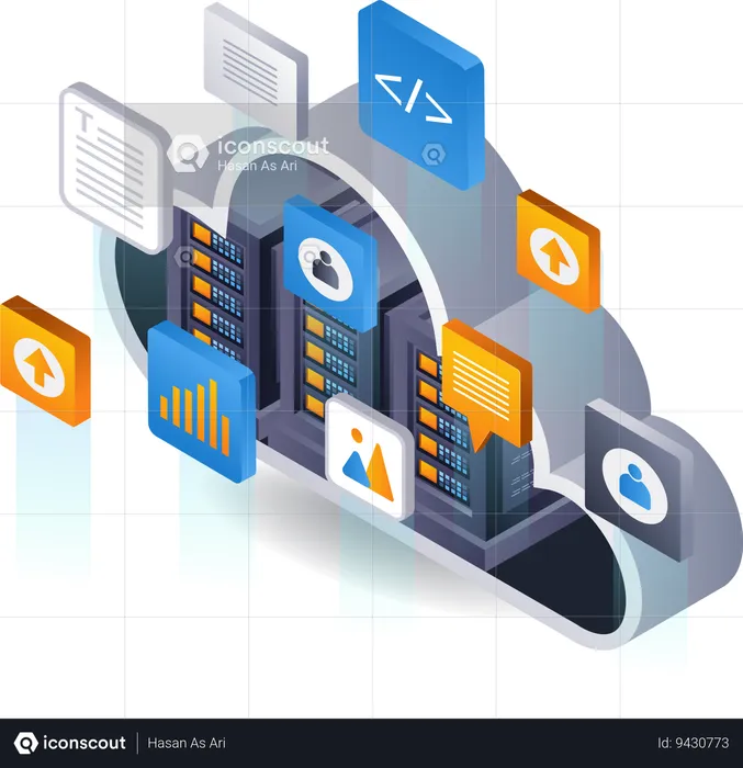 Data cloud server technology  Illustration