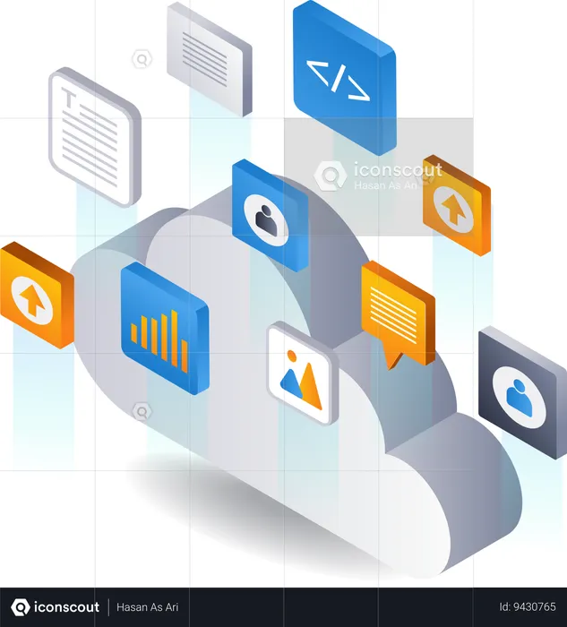 Data cloud server technology  Illustration