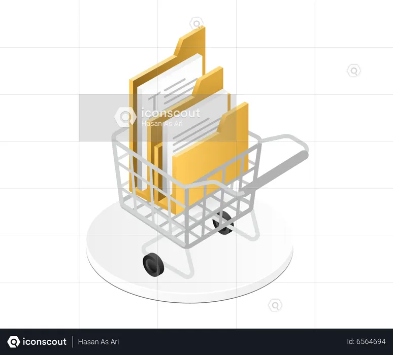 Data Folder On Trolly  Illustration