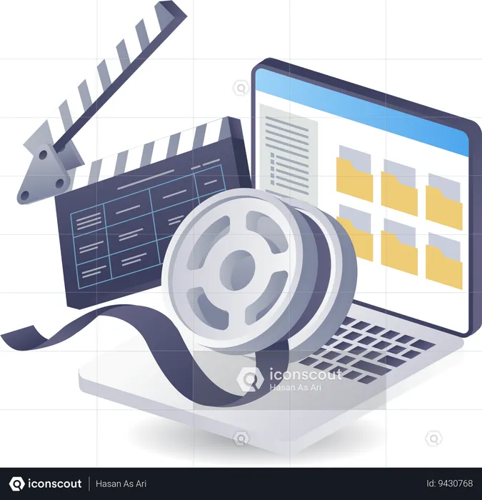 Data folder video movie editing technology  Illustration