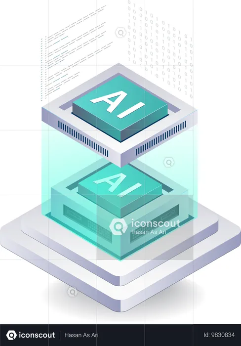 Data in Artificial Intelligence technology  Illustration