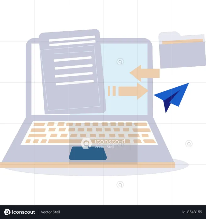 Data is being shared from laptop to folder  Illustration