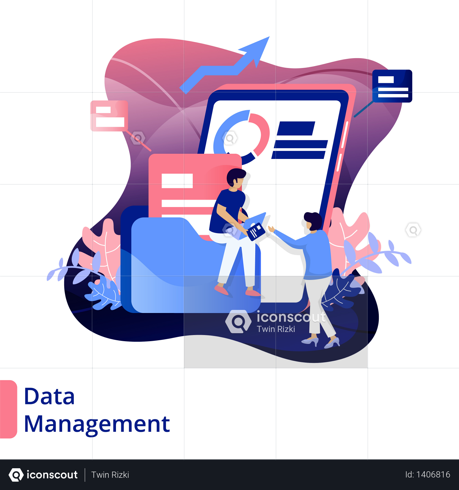 Premium Data Management Illustration download in PNG & Vector format