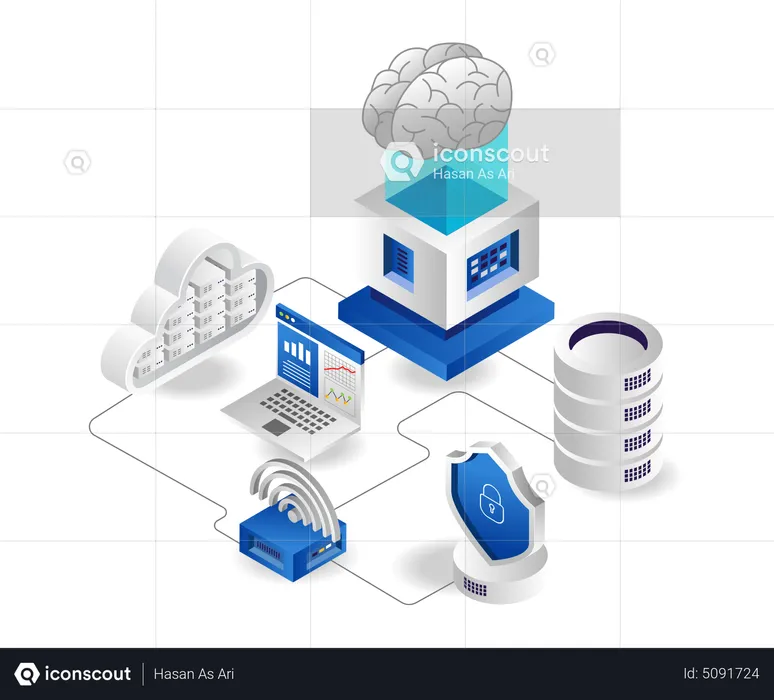 Data network cloud server wifi tethering  Illustration